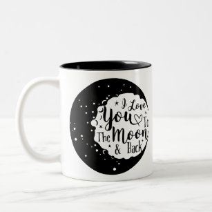 I love you to the moon and back zweifarbige tasse