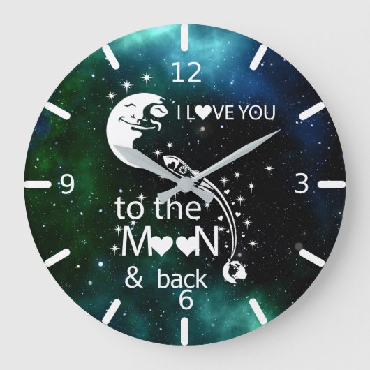 I love You To The Moon & Back Große Wanduhr (Vorderseite)