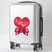 I Love You Valentine Faux Satin Bow Red Heart  Aufkleber (Koffer)