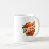I Love You Vintage Heart Mug Kaffeetasse (VorderseiteRechts)