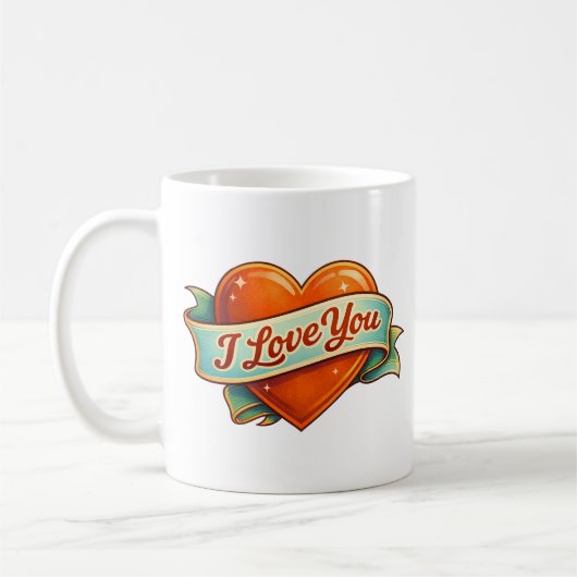 I Love You Vintage Heart Mug Kaffeetasse (Links)