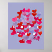 I love you watercolor hearts poster (Vorne)