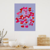 I love you watercolor hearts poster (Küche)