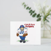 I Luv 2 Play Futball Bear Postkarte (Stehend Vorderseite)