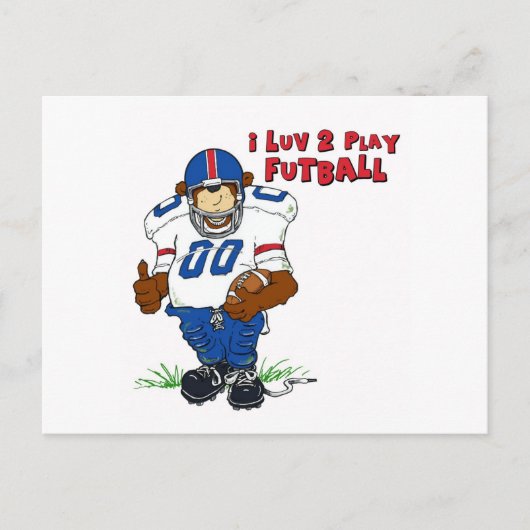 I Luv 2 Play Futball Bear Postkarte (Vorderseite)