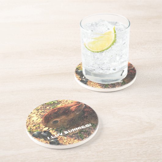 I LUV HÄSCHEN! Niedlich Sandstein Untersetzer (Seite)