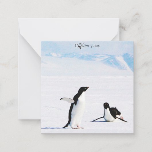 I Luv (Herz) Pinguine Note Card Mitteilungskarte (Vorderseite)