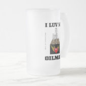 I Luv mein Ölindustrieller, Ölfeld-Abfall, Öl, Mattglas Bierglas (VorderseiteRechts)