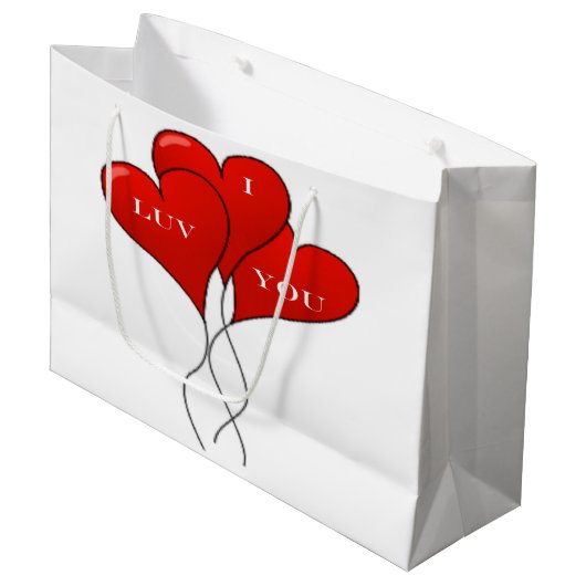 "I LUV YOU" BALLOONS GROßE GESCHENKTÜTE (Vorderseite Schrägansicht)