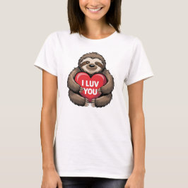 I LUV YOU Funny Valentine's Day Niedlich Sloth T-Shirt