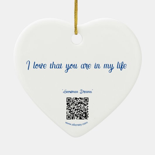 I LUV YOU generisch _Snowman Dreams Keramik Keramik Ornament (Hinten)