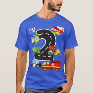 I’m 2 Birthday Boy 2nd Bday Car Fire Truck Airplan T-Shirt
