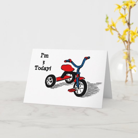 I’m 3 Today Tricycle Birthday Card Karte (Gelbe Blume)