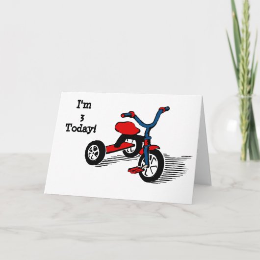 I’m 3 Today Tricycle Birthday Card Karte (Vorderseite)
