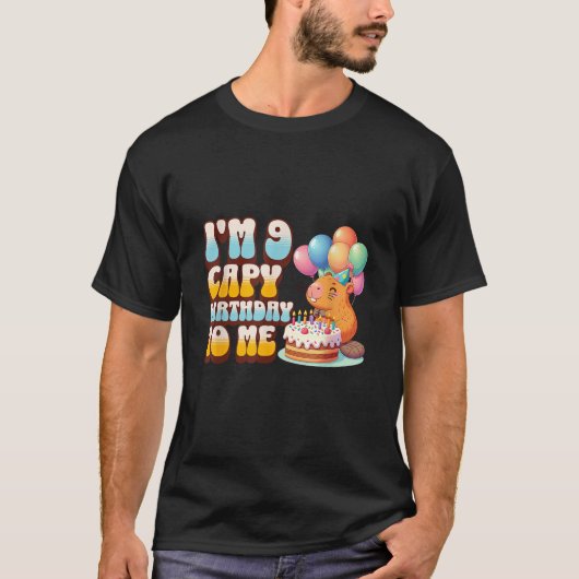 I m 9 Cape Birthday To Me Niedlich 9th Capybara Bd T-Shirt (Vorderseite)