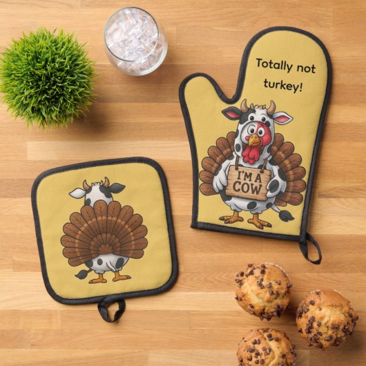 I’m a Cow Turkey | Funny Thanksgiving Disguise Ofenhandschuh & Topflappen-Set (Oben Unten)