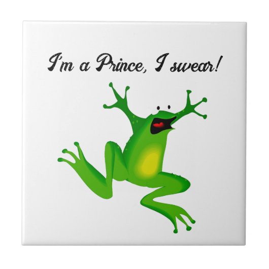 I’m a Fairy Tale Prince Funny Green Frog Cartoon Fliese (Vorderseite)