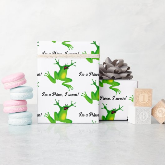 I’m a Fairy Tale Prince Funny Green Frog Cartoon Geschenkpapier (Babyparty)