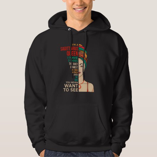 I m A Sagittarius Queen Melanin Black Women Horosc Hoodie (Vorderseite)