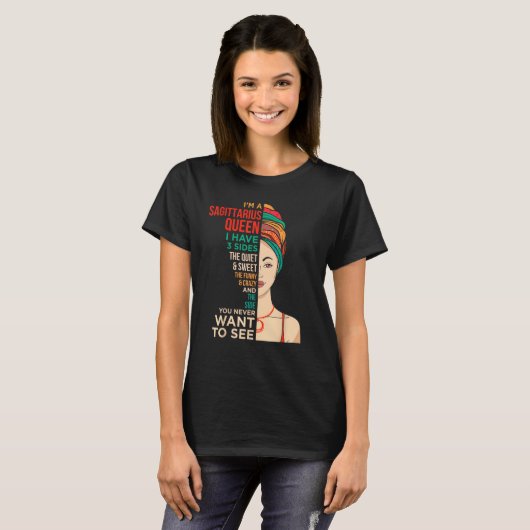 I m A Sagittarius Queen Melanin Black Women Horosc T-Shirt (Vorne ganz)