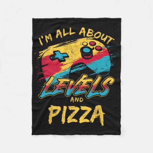 I’m All About Levels And Pizza Funny Gamer Food Hu Fleecedecke (Vorderseite)