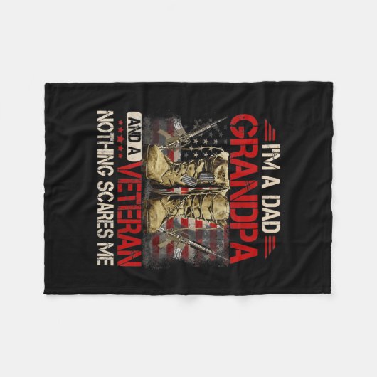 I’m Dad Grandpa And A Veteran American Flag Fleecedecke (Vorderseite (Horizontal))