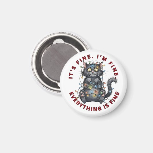 I’m Fine Everything Is Fine Funny Christmas Cat Magnet (Vorderseite/Rückseite)