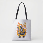 I’m Fine Skeleton on Fire Funny Sticker Illustrati Tasche (Vorderseite)