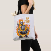 I’m Fine Skeleton on Fire Funny Sticker Illustrati Tasche (Von Nahem)