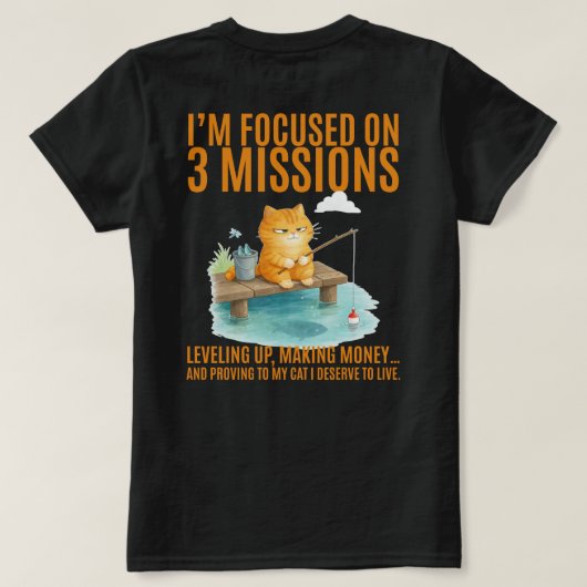 I’m focused on 3 missions: Leveling up,  T-Shirt (Design Rückseite)
