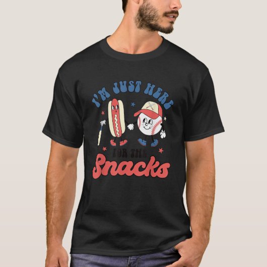 I m Just Here For The Snacks Baseball 4th Of July T-Shirt (Vorderseite)