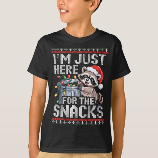 I’m Just Here For The Snacks Raccoon Christmas Ugl T-Shirt (Vorderseite)