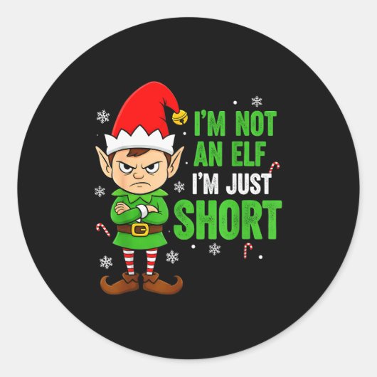 I’m Just Short Funny Elf Christmas Runder Aufkleber (Vorderseite)