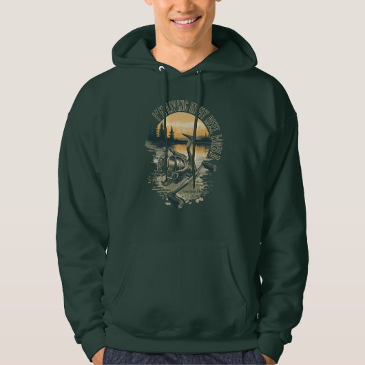 I’m Living in My Reel World | Fishing lake Hoodie (Vorderseite)