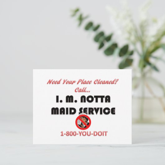 I.M. Notta Maid Service Postkarte (Stehend Vorderseite)