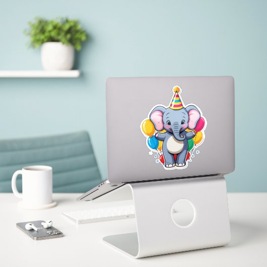 I’m ONE-derful! – Baby Elephant Birthday Joy Aufkleber (Laptop auf Schreibtisch)