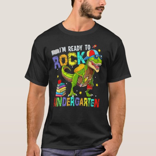 I m Ready To Rock Kindergarten Cool Dino Boys Back T-Shirt (Vorderseite)