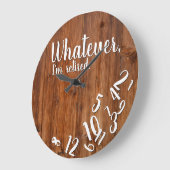 I’m Retired Rustic Wood Funny Retirement Brown Große Wanduhr (Winkel)