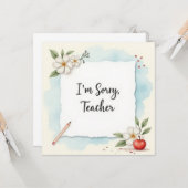 I’m Sorry Teacher Greeting Karte (Vorderseite/Rückseite Beispiel)