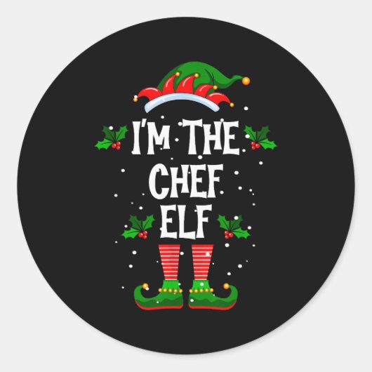I’m The Chef Elf Christmas Xmas Pajama Pj Men Wome Runder Aufkleber (Vorderseite)