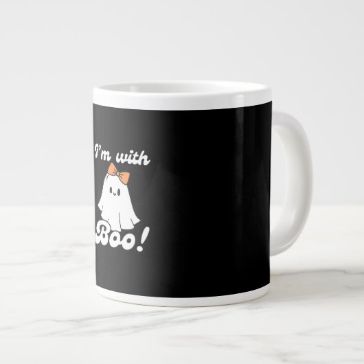 I’m With Boo Funny Retro Jumbo-Tasse (Vorderseite Rechts)