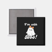 I’m With Boo Funny Retro Magnet (Vorderseite/Rückseite)
