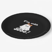 I’m With Boo Funny Retro Pappteller (Schrägansicht)