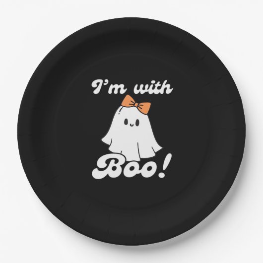 I’m With Boo Funny Retro Pappteller (Vorderseite)