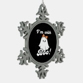 I’m With Boo Funny Retro Schneeflocken Zinn-Ornament (Links)