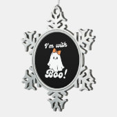 I’m With Boo Funny Retro Schneeflocken Zinn-Ornament (Rechts)