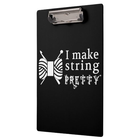 I Make String Hübsch ・ Garne & Handwerk (dunkel) Klemmbrett (Links)