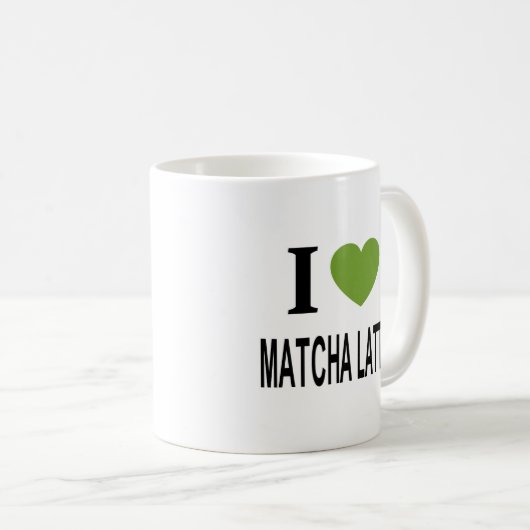 I ❤️ MATCHA LATTE I LIEBE MATCHA LATTE I HERZMATC KAFFEETASSE (VorderseiteRechts)