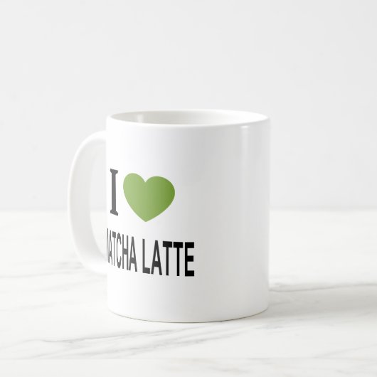 I ❤️ MATCHA LATTE I LIEBE MATCHA LATTE I HERZMATC KAFFEETASSE (Vorderseite Links)