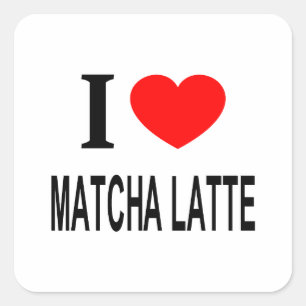 I ❤️ MATCHA LATTE I LIEBE MATCHA LATTE I HERZMATC QUADRATISCHER AUFKLEBER